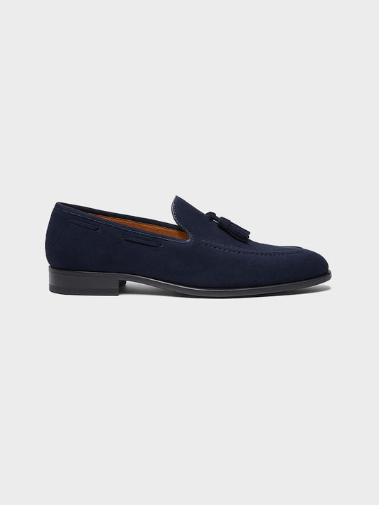 Suede Loafers with Tassel Detail