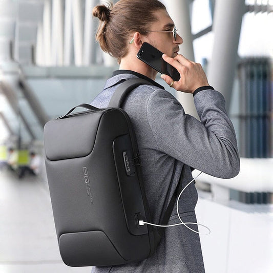 Luxxy Premium Executive Backpack - 15" Laptop Compatible, Waterproof, USB Charging Port, TSA-Friendly Lock