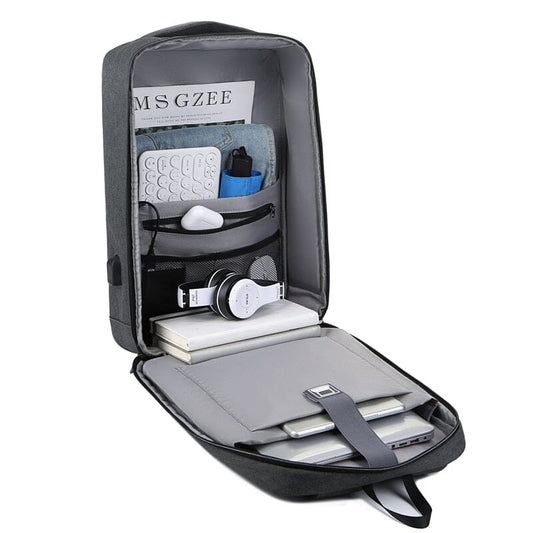Gzan Executive Backpack for 15" Laptops - Waterproof, USB Charging Port, and TSA-Approved Lock